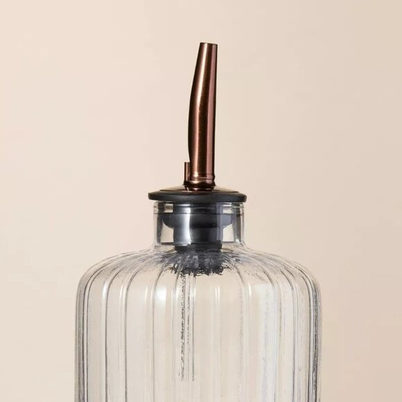 Oil & Vinegar Ribbed Glass Bottle Set with Wood Base - Hearth & Hand Magnolia - Picture 3 of 6